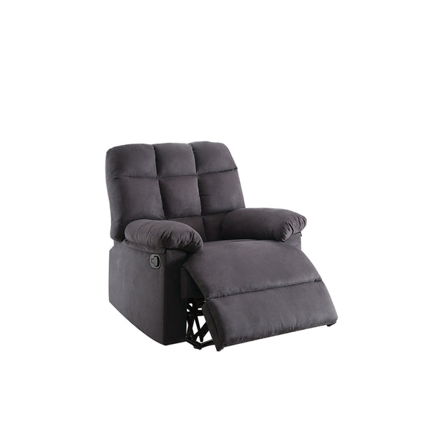 BM166719 Plush Cushioned Recliner With Tufted Back And Roll Arms In Gray
