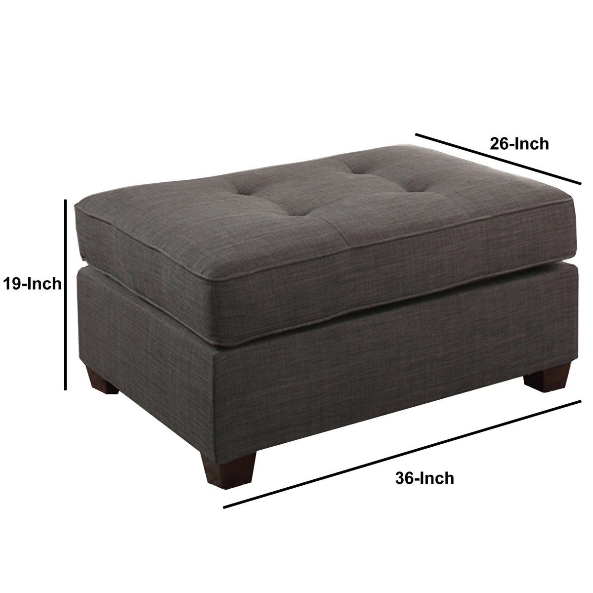 Cocktail Ottoman In Dark Gray Dorris Fabric - BM166751