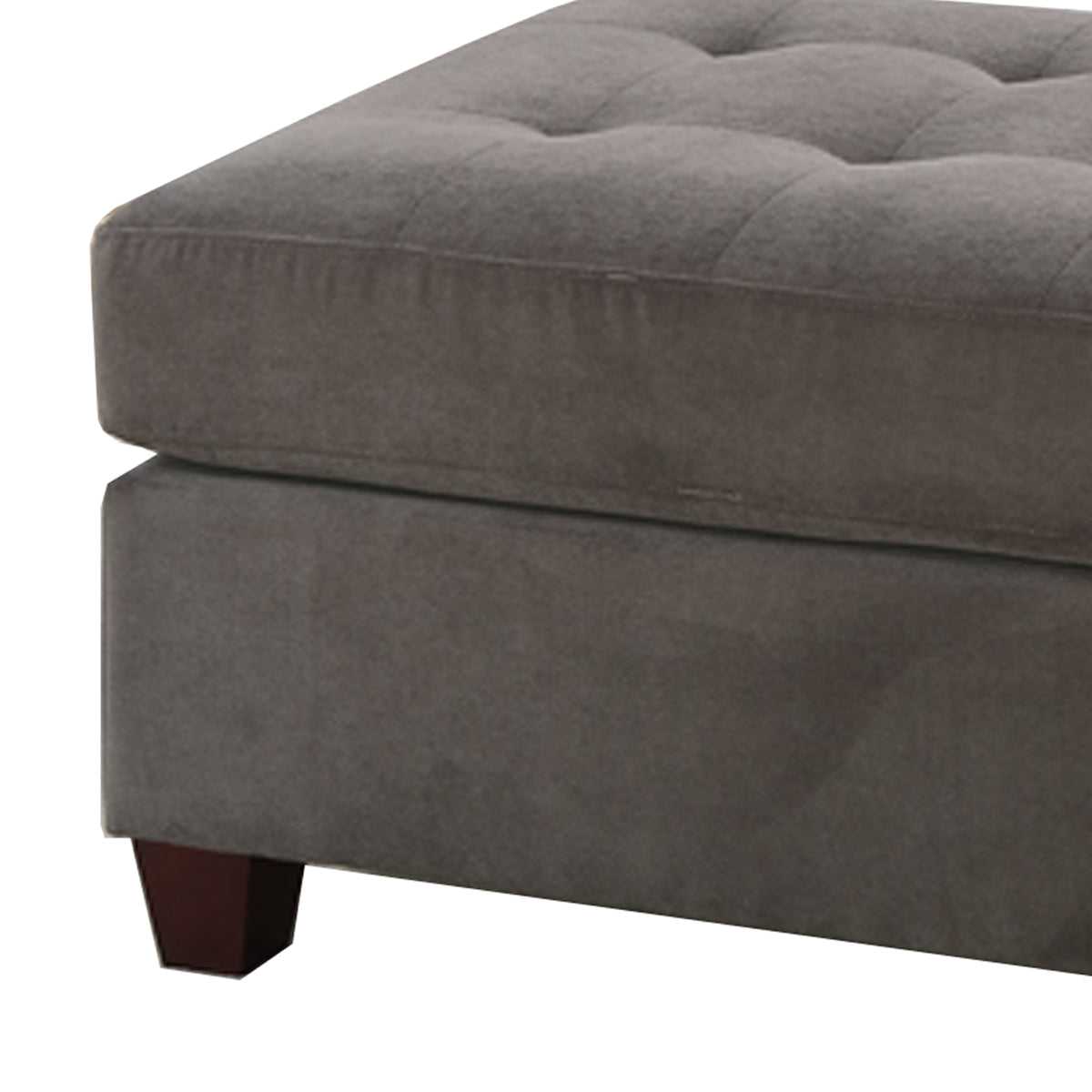 Cocktail Ottoman In Charcoal Gray Waffle Suede Fabric - BM166753