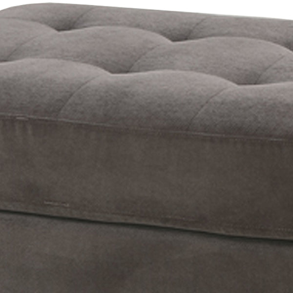 Cocktail Ottoman In Charcoal Gray Waffle Suede Fabric - BM166753