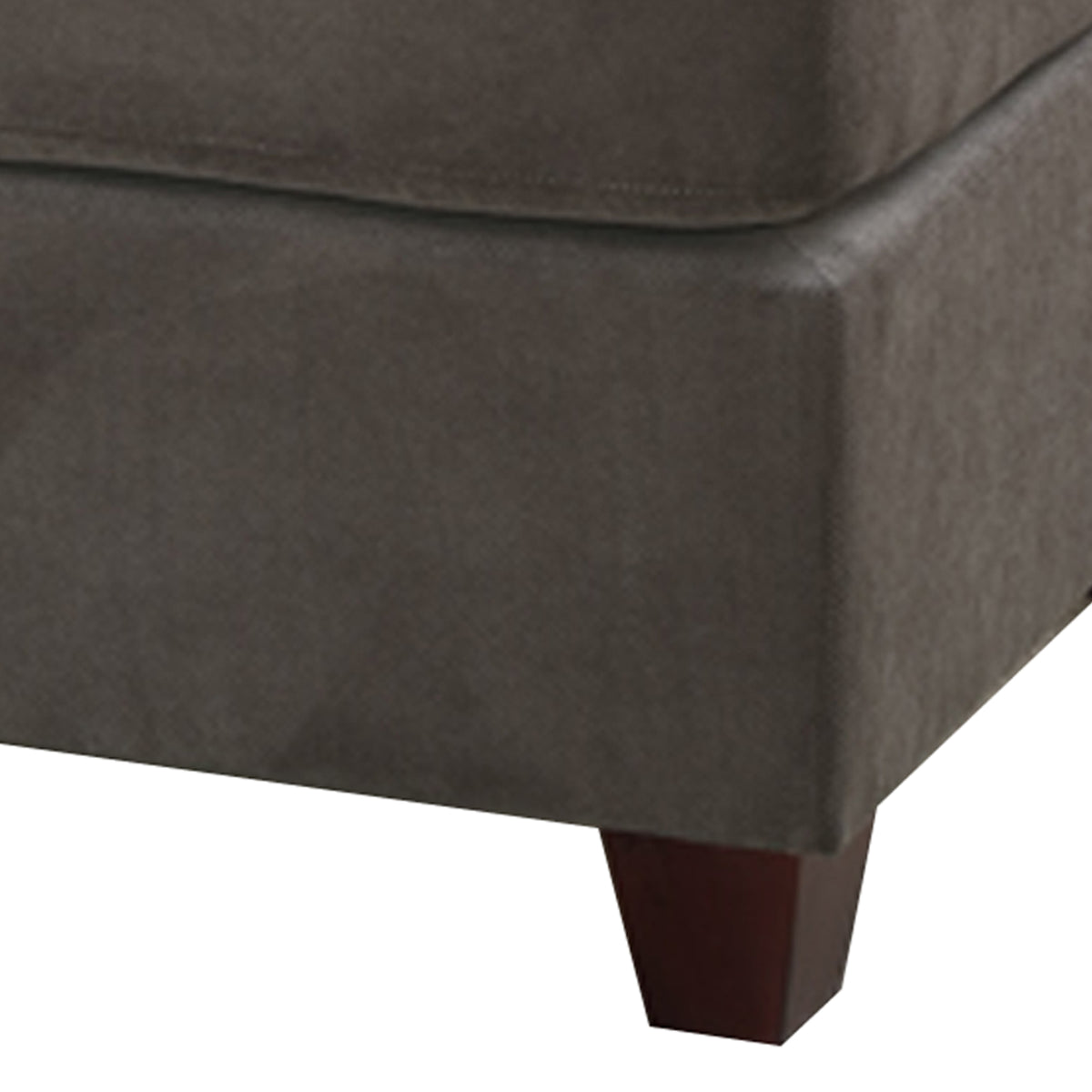 Cocktail Ottoman In Charcoal Gray Waffle Suede Fabric - BM166753