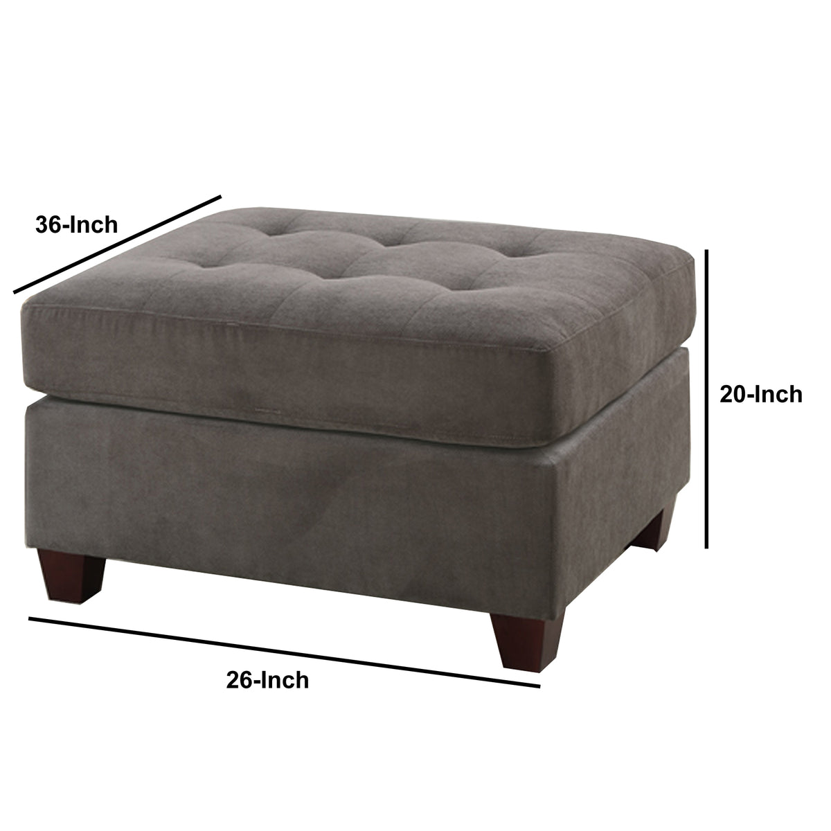 Cocktail Ottoman In Charcoal Gray Waffle Suede Fabric - BM166753