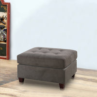 Cocktail Ottoman In Charcoal Gray Waffle Suede Fabric - BM166753