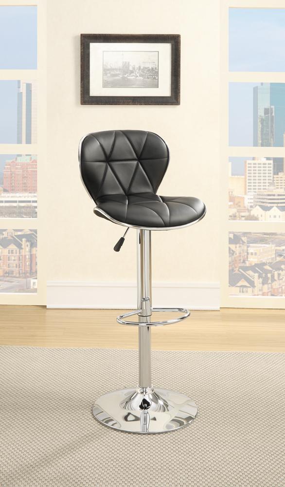 BM167104 Leather Upholstered Bar Stool With Gas Lift Black Set of 2