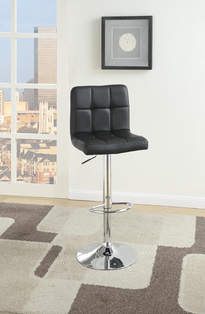 BM167105 Armless Chair Style Bar Stool With Gas Lift Black And Silver Set of 2