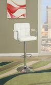Arm Chair Style Bar Stool With Gas Lift White And Silver Set of 2 - BM167107
