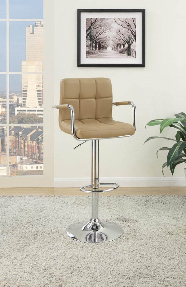 Arm Chair Style Bar Stool With Gas Lift Brown And Silver Set of 2 - BM167108