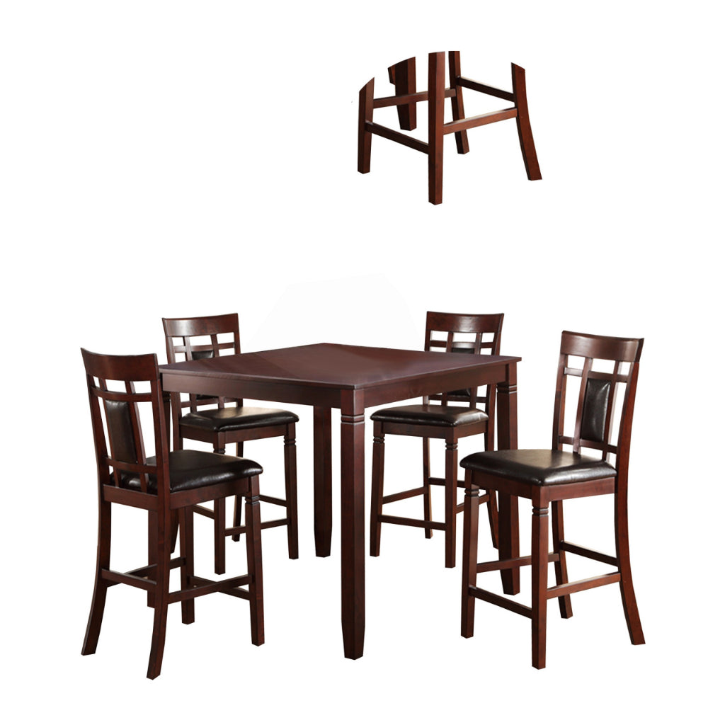 Swish Cashew Wood 5 Pieces Counter Height Dining Set In Brown - BM167134