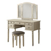 Commodious Vanity Set Featuring Stool And Mirror Silver - BM167180