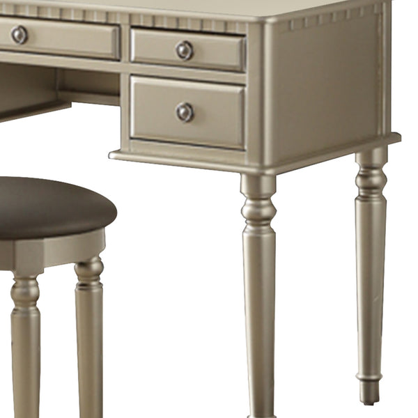 Commodious Vanity Set Featuring Stool And Mirror Silver - BM167180