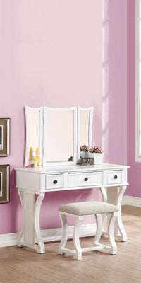 BM167184 Vanity Set Featuring Stool And Mirror White