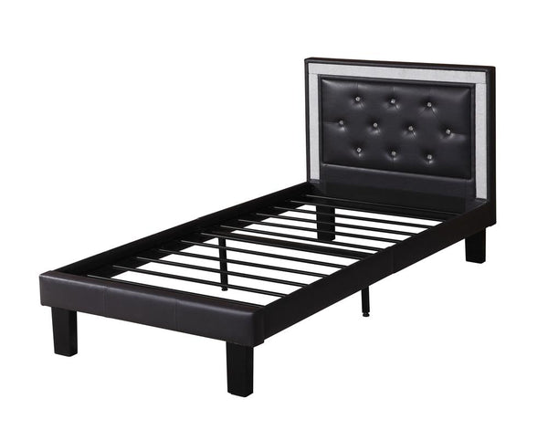 BM167272 Polyurethane Twin Size Bed In High Headboard In Black