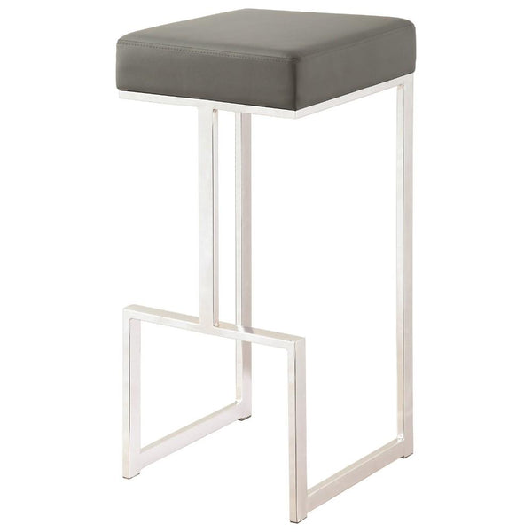 BM168067 Bar Stool with Upholstered Gray Seat with Chrome Base