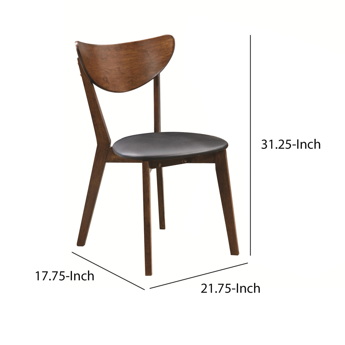BM168072 Dining Side Chair with curved Back, Brown & Black, Set of 2