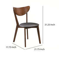 BM168072 Dining Side Chair with curved Back, Brown & Black, Set of 2