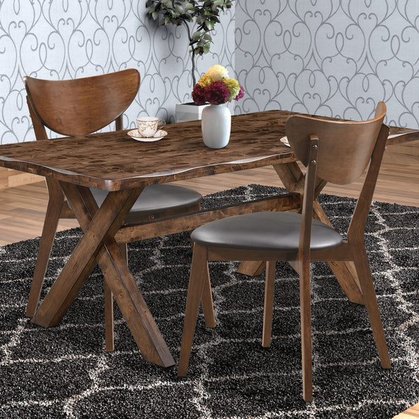 BM168072 Dining Side Chair with curved Back, Brown & Black, Set of 2