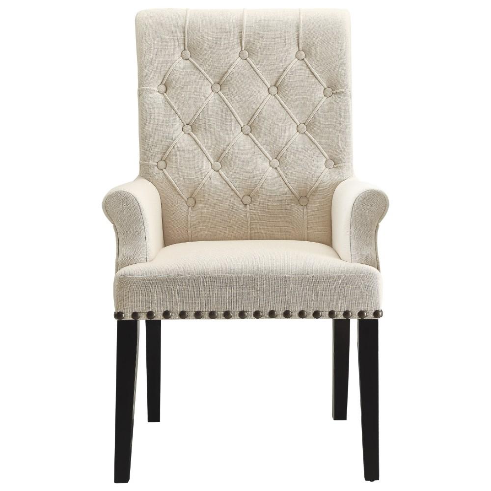 BM168130 Diamond Tufted Upholstered Dining Chair, Cream & Smokey Black