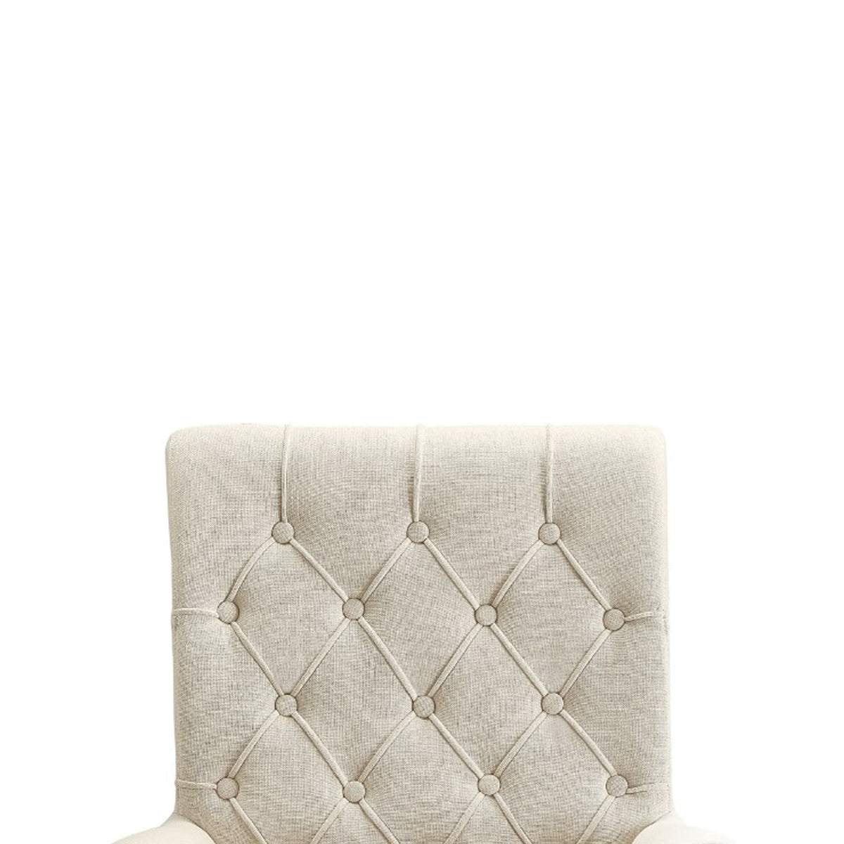 Diamond Tufted Upholstered Dining Chair, Cream & Smokey Black - BM168130