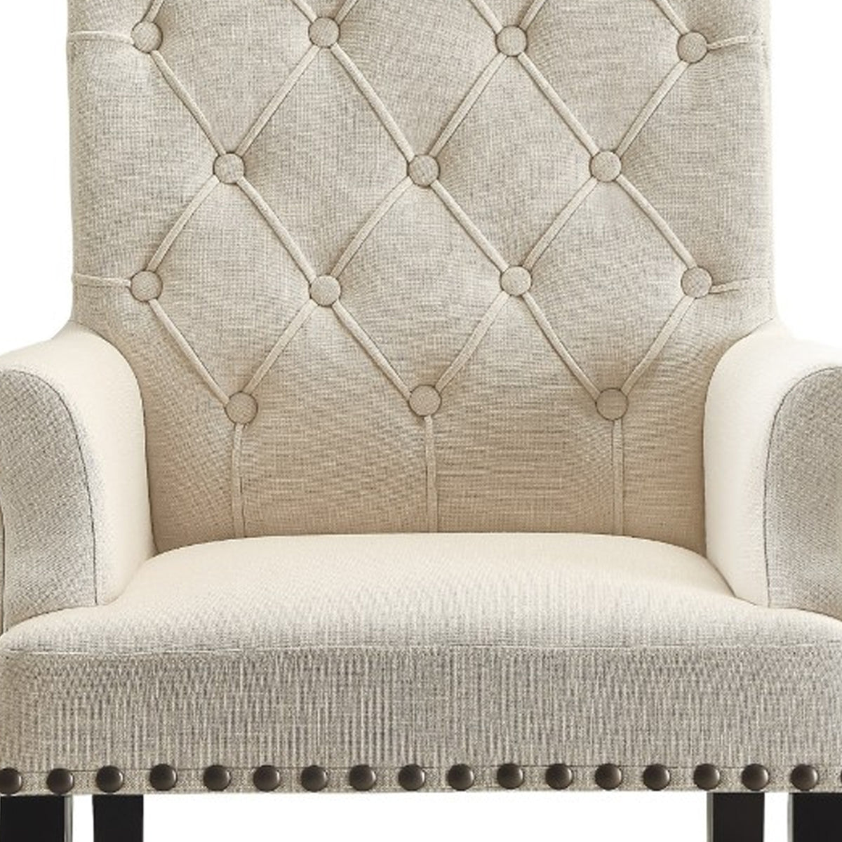 Diamond Tufted Upholstered Dining Chair, Cream & Smokey Black - BM168130