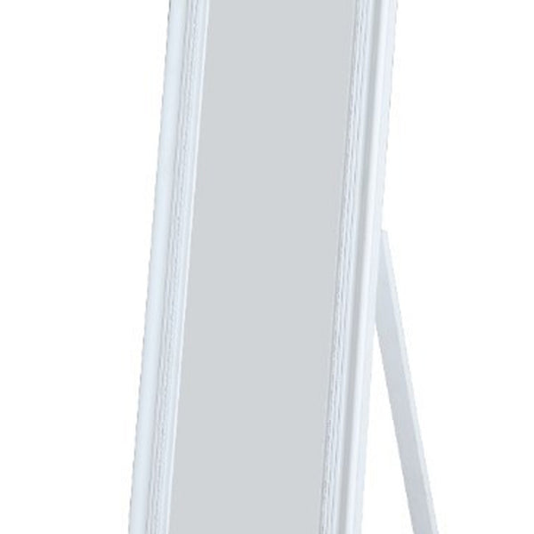Cecilia Full Length Standing Mirror with Decorative Design, White - BM168256