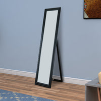 Elisabetta Full Length Standing Mirror with Decorative Design, Black - BM168262