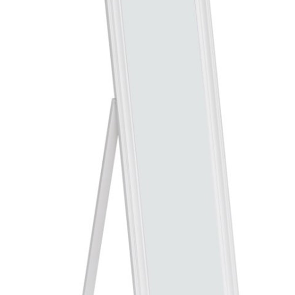 Elisabetta Full Length Standing Mirror with Decorative Design, White - BM168265