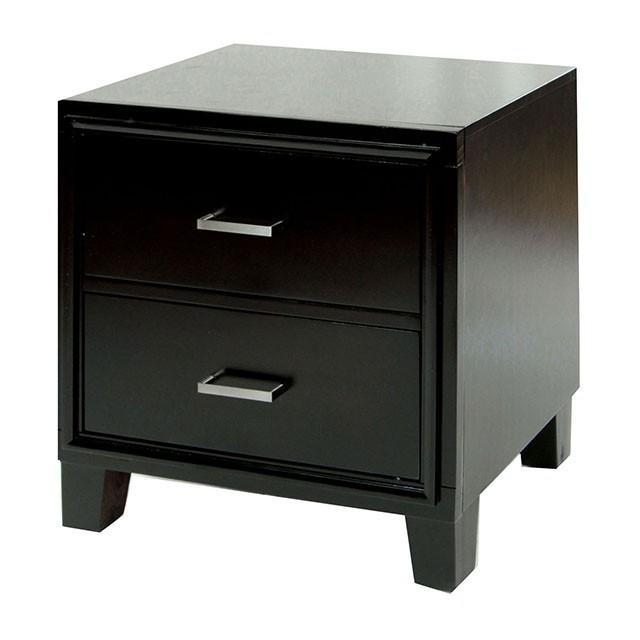 2 Drawer Contemporary Night Stand, Espresso Brown - BM168973