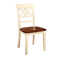BM169220 Dual Tone Side Chair with Designer Cutout Back, Set of Two, Vintage White and Cherry Brown