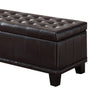 Bonded Leather Storage Ottoman With Blocked Feet, Brown - BM170234