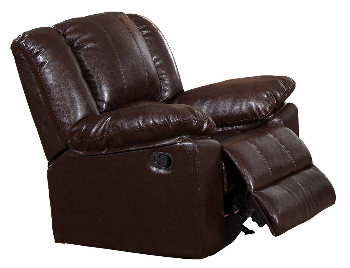 BM170313 Recliner Chair With Plush Leatherette Upholstery, Dark Brown