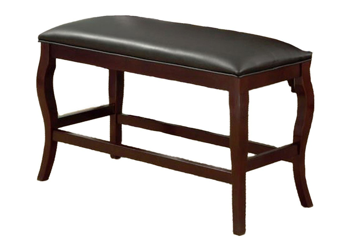 BM170319 Wooden Bench with Cushioned Seat, Cherry Brown