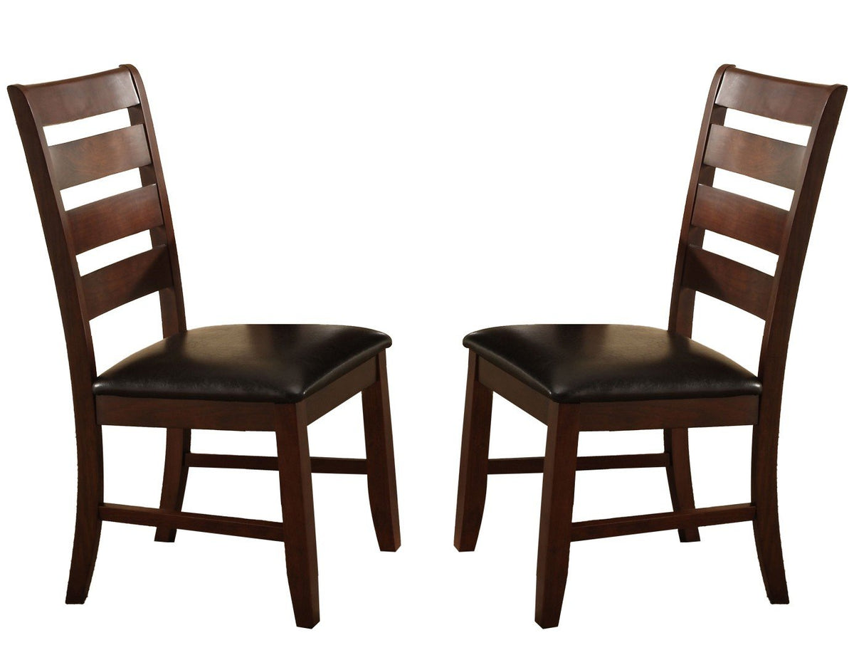 BM170326 Wooden Dining Chair With Ladder Back Design, Set of 2, Dark Brown