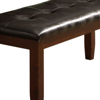 Wood based Leather Tufted Bench In Dark Brown - BM170327