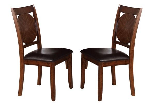 BM170331 Dining Chairs With Round Wooden Back, Set of 2, Dark Brown