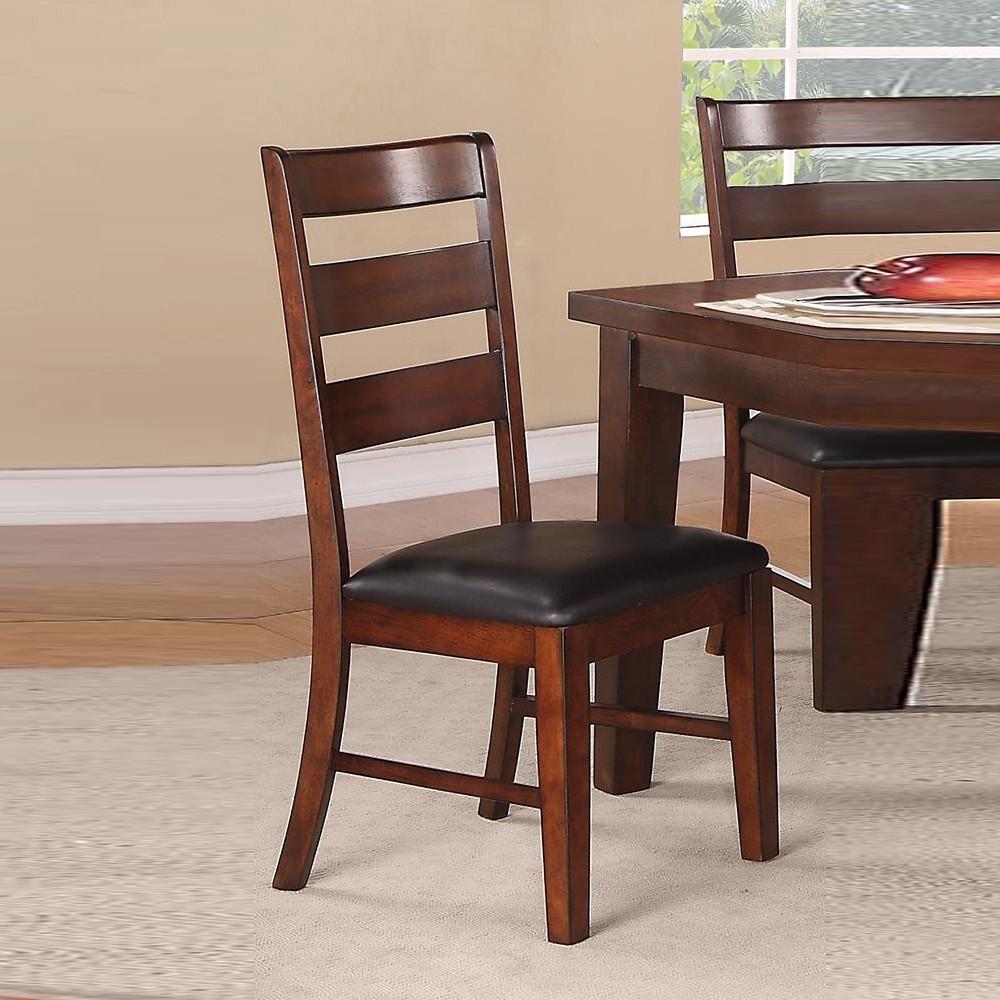 BM171206 Solid Wood Side Chairs With Ladder Back Set Of 2 Brown