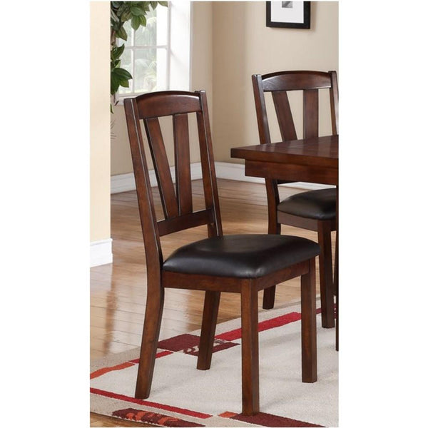 BM171214 Solid Wood Leather Seat Side Chair Brown Set of 2