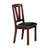 BM171214 Solid Wood Leather Seat Side Chair Brown Set of 2