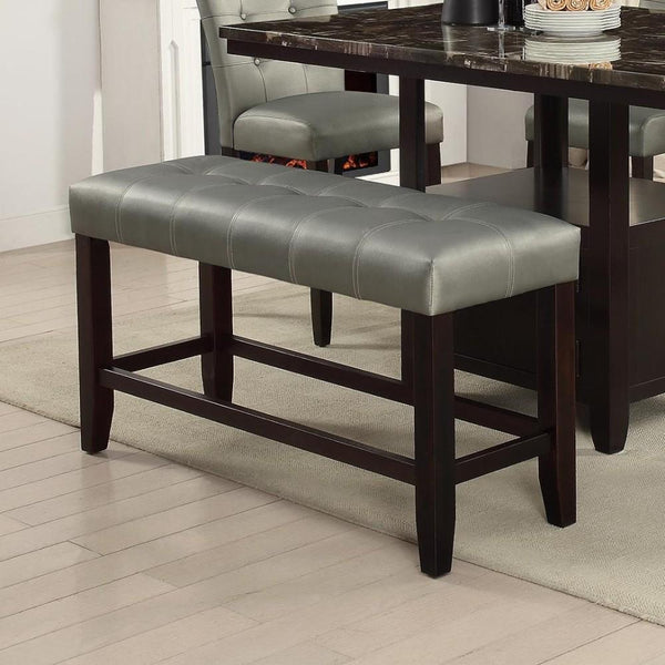 BM171258 Tufted High Bench With Tapered Legs Silver and Brown