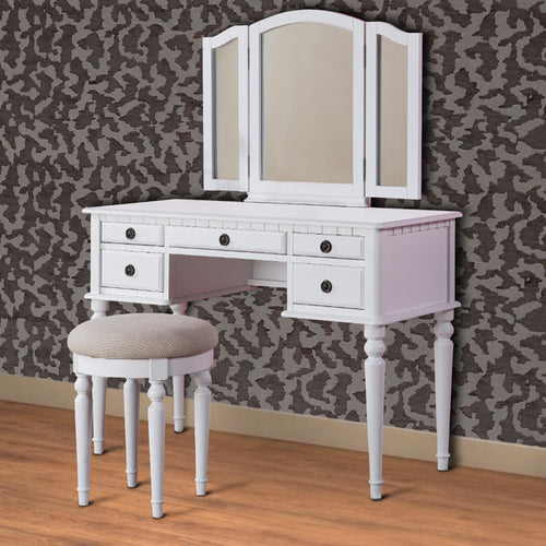 Wooden Vanity Set With Stool White - BM171346