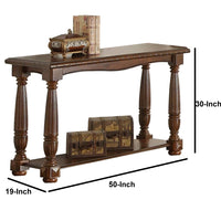 BM171402 Wooden Console Table With Bottom Shelf, Brown