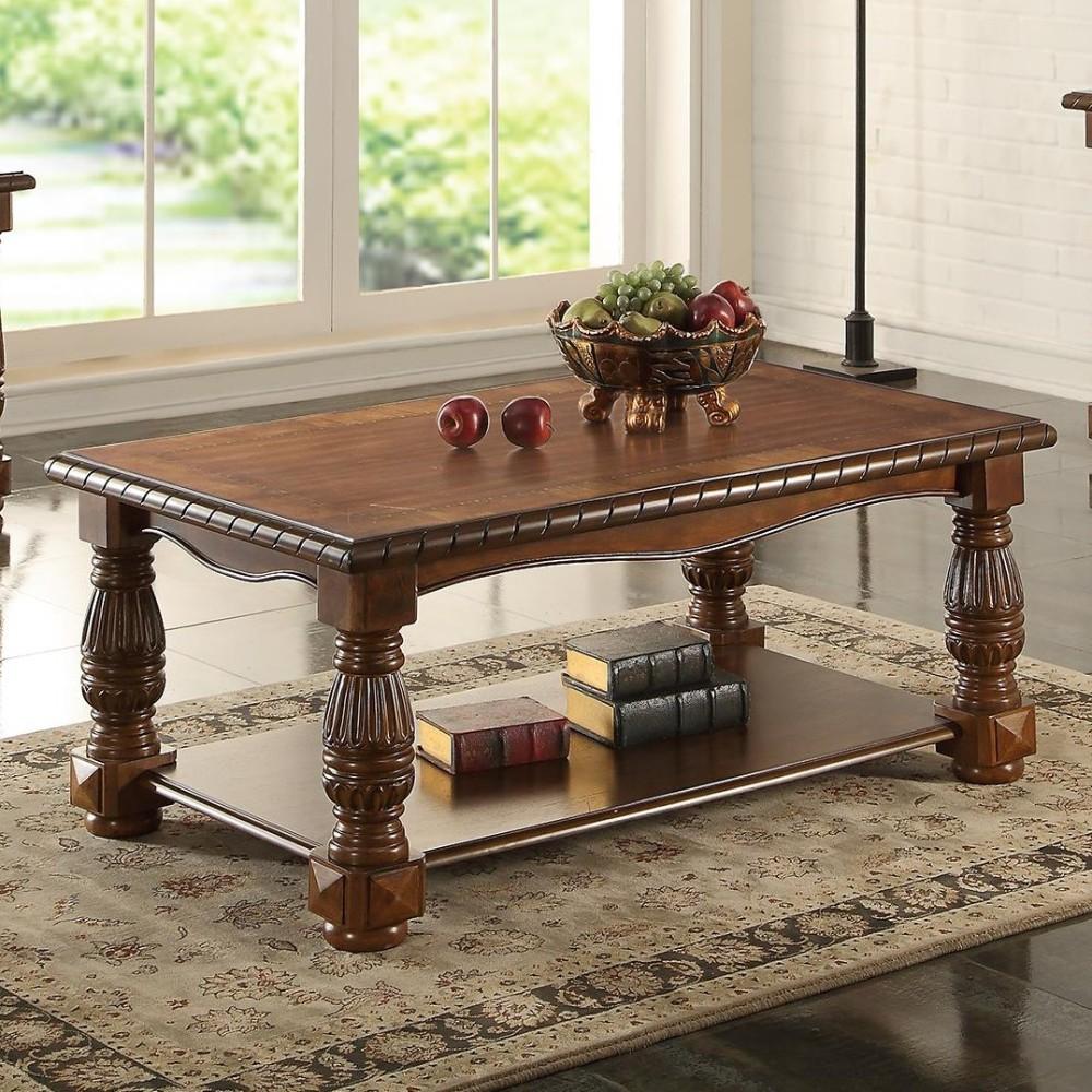 BM171403 Rubber Wood Ash Burl Coffee Table Brown