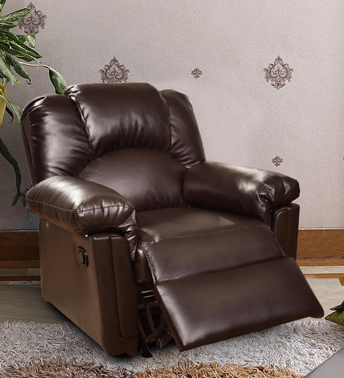 Benzara BM171425 Bonded Leather Rocker/Recliner, Brown