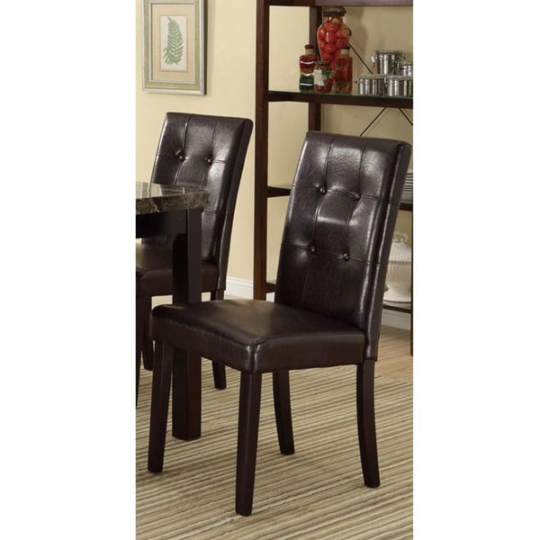 BM171501 Faux Leather Dining Side Chair In Pine, Set Of 2, Dark Brown