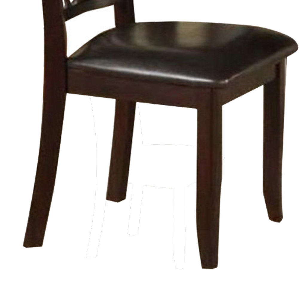 BM171509 Rubber Wood Dining Chair With Upholstered Seat, Set Of 2,Brown