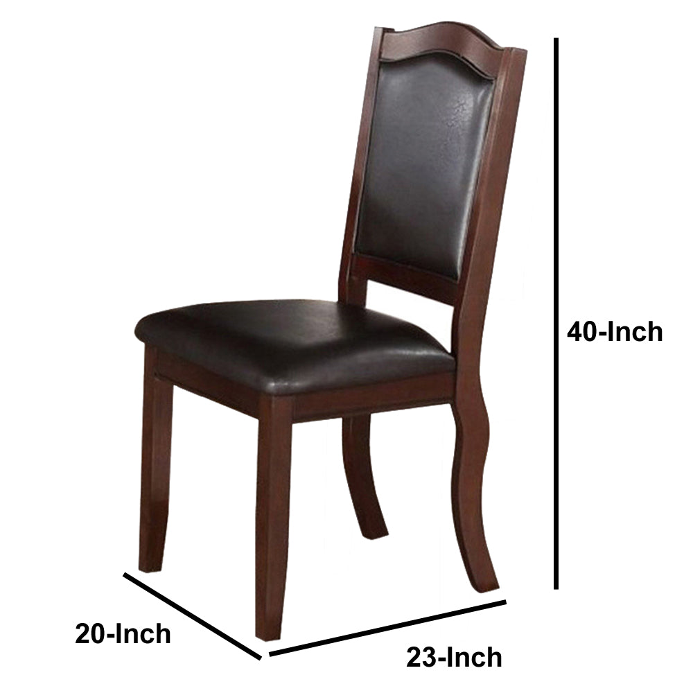 Contemporary Rubber Wood Dining Chair, Set Of 2, Brown And Black - BM171511