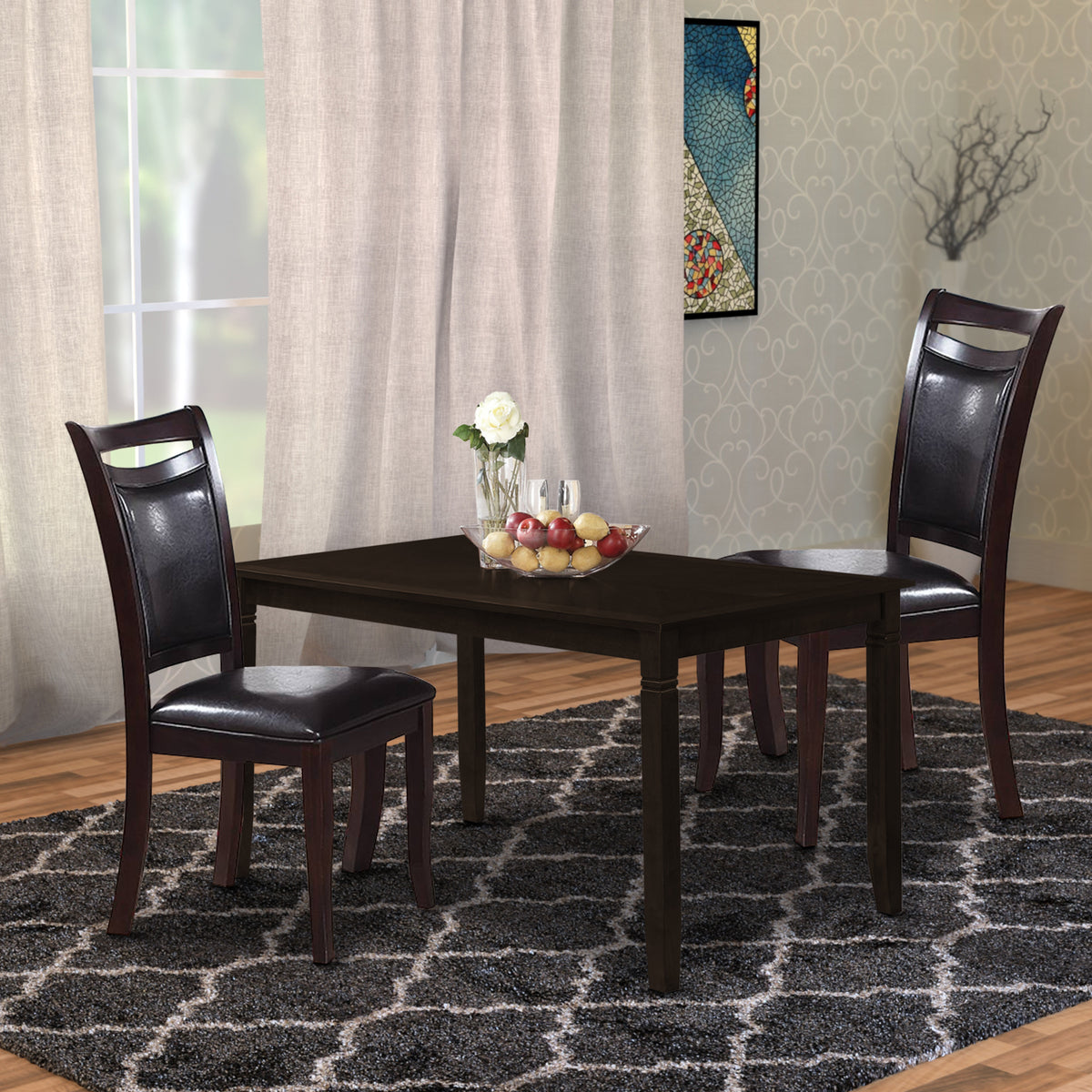 Retro Style Set Of Two Wooden Dining Chairs In Dark Brown - BM171517