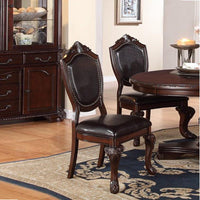 BM171518 Rubber Wood Dining Chair With Faux Leather Upholstery , Set Of 2,Brown