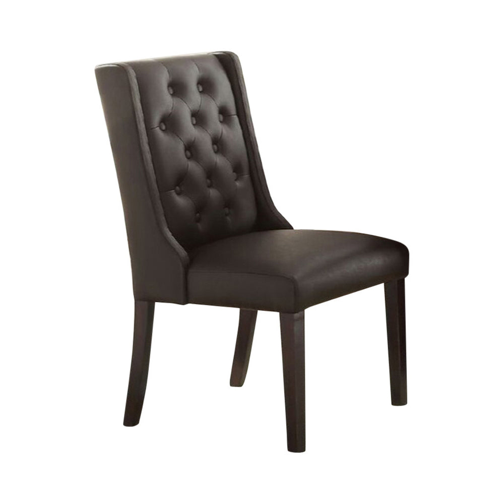 Button Tufted Royal Dining Chair, Set Of 2, Dark Brown - BM171525
