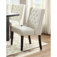 Upholstered Button Tufted Leatherette Dining Chair, Set Of 2,White - BM171526