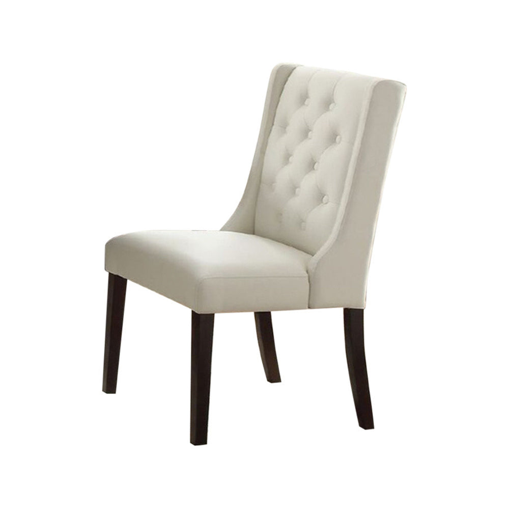 Upholstered Button Tufted Leatherette Dining Chair, Set Of 2,White - BM171526